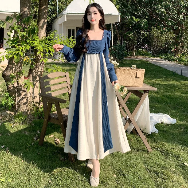 Plus Size Corduroy Hanbok Style Korean Dress Comfy Plus Dress