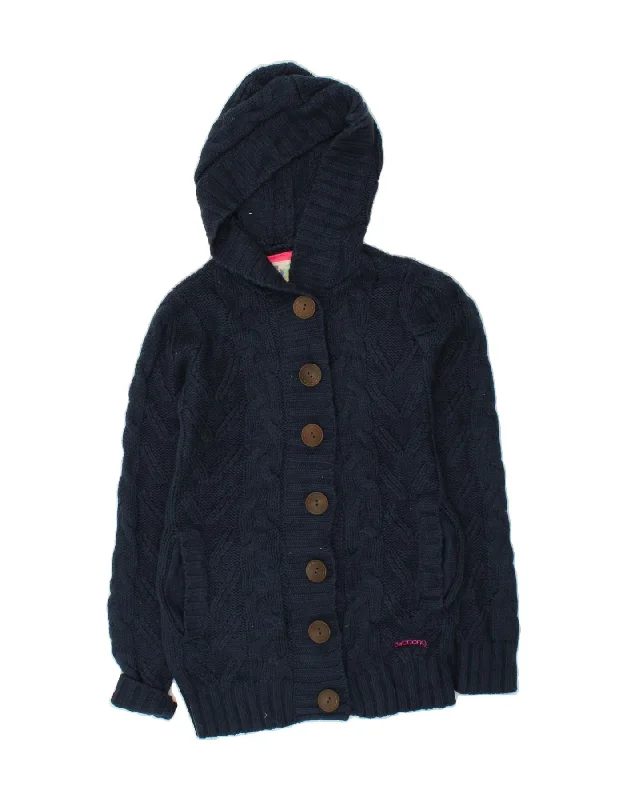 BILLABONG Womens Hooded Cardigan Sweater UK 8 Small Navy Blue Acrylic Cardigan sweaters