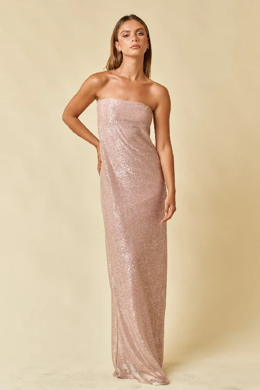 Long Strapless Floral Jacquard Maxi Dress Date night maxi dresses