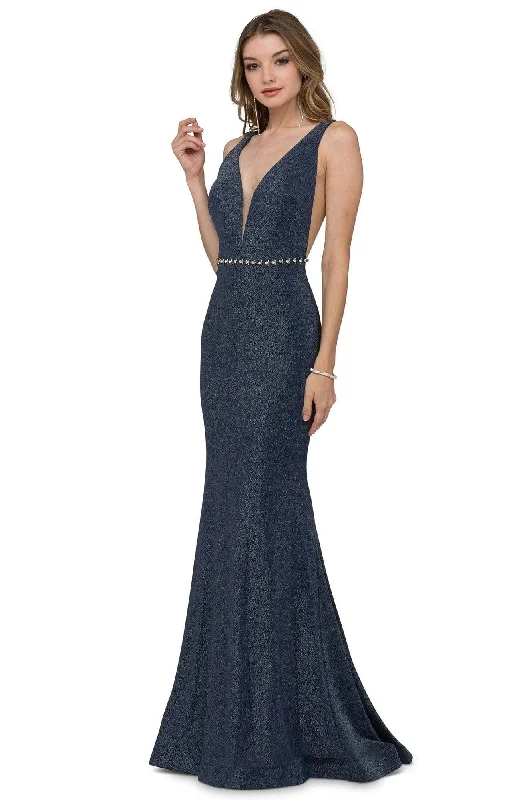 Cecilia Couture - 1418 Plunging V Neck and Back Sleeveless Mermaid Gown Ruffled party dresses