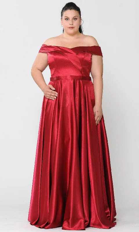 Poly USA W1058 - Off-shoulder Semi-sweetheart Evening Gown Designer party dresses