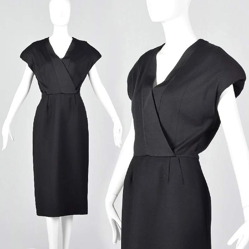1980s Geoffrey Beene Black Dress with Shaped Shoulders Short unclassified dresses