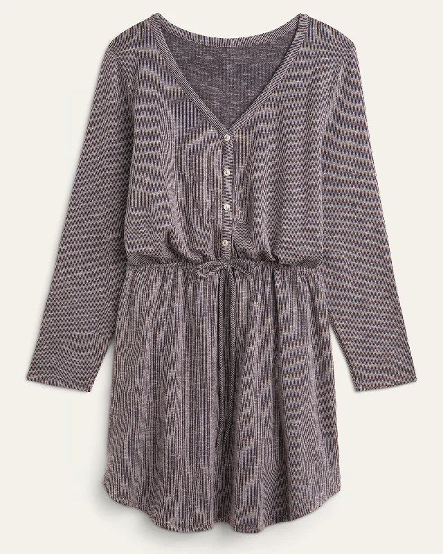 Bethany Button-Front Drawstring Dress | Charcoal Grey Cotton unclassified dresses