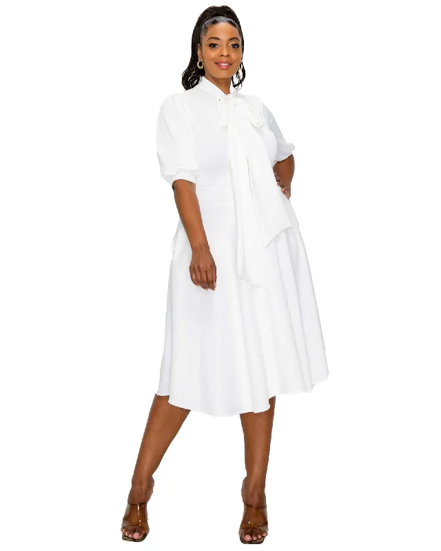 Casey Scuba Flare Dress | White Spring unclassified dresses
