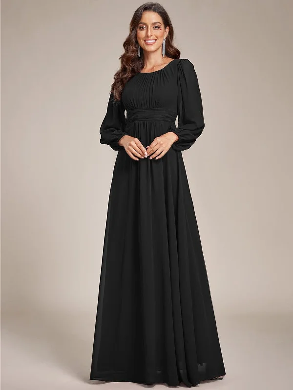 Chiffon High Empire Waist Puff Sleeve Mother Dress Printed unclassified dresses
