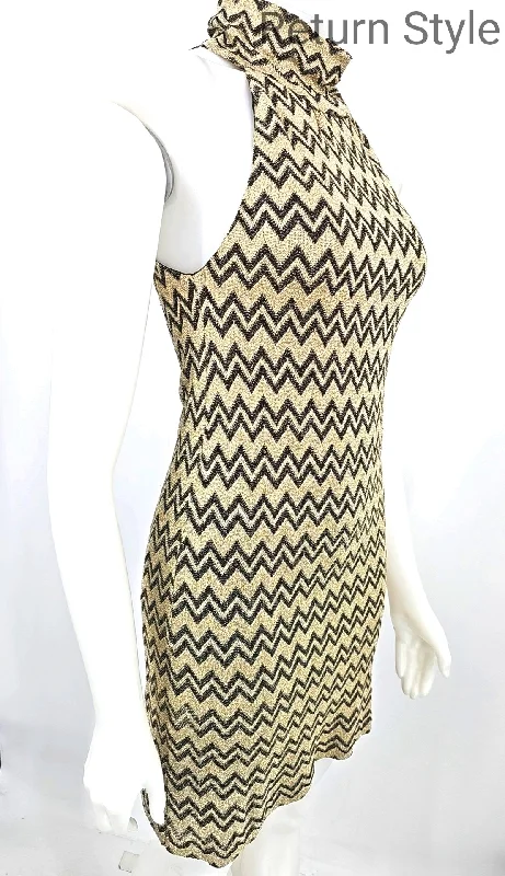 MISSONI Goldtone Black Sparkle Tank Size 4  (S) Dress Tank Dress Casual Chic