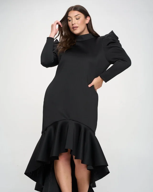 Pagoda Shoulder Mermaid Dress | Black Formal unclassified dresses