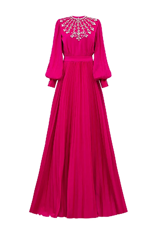 PINK PLEATING GOWN WITH BACK SLIT Best-selling unclassified dresses
