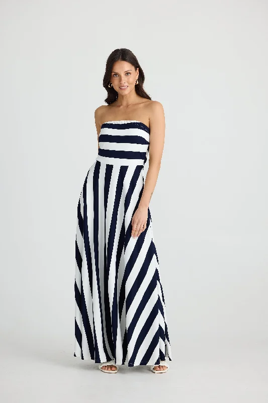 Thandie Strapless Dress Navy Stripe Festival unclassified dresses