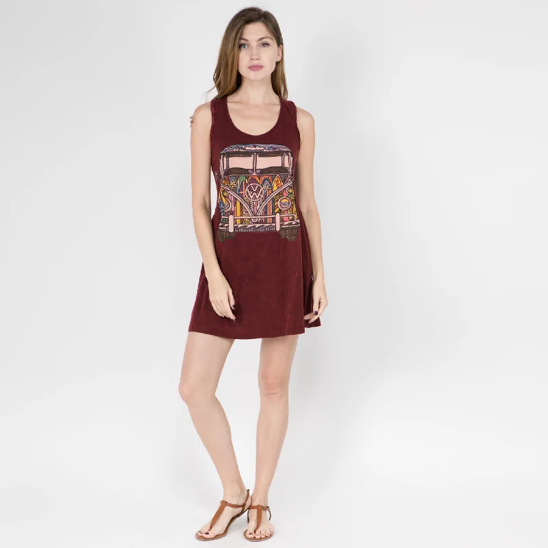 VW MAROON TANK DRESS Solid Tank Dress