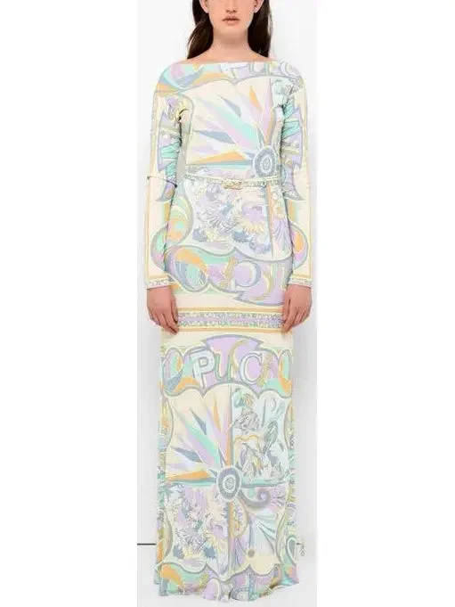 Long Print Jersey Silk Dress Spring floral dresses