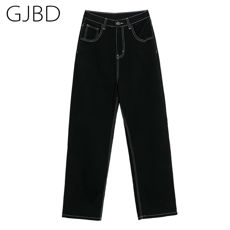 Baggy High Waist Denim Trouser 2022 Spring Casual Streetwear Black and White Femme Wide leg pants Straight Women's Jeans Baggy High Waist Denim Trouser 2022 Spring Casual Streetwear Black and White Femme Wide leg pants Straight Women's Jeans