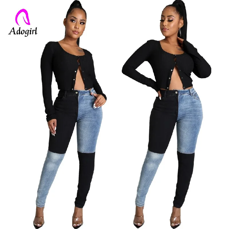 Color Stitching Women Jeans High Waist Zipper Fly Skinny Denim Pants 2022 Autumn Winter Sexy Workout Activewear Casual Trousers Color Stitching Women Jeans High Waist Zipper Fly Skinny Denim Pants 2022 Autumn Winter Sexy Workout Activewear Casual Trousers