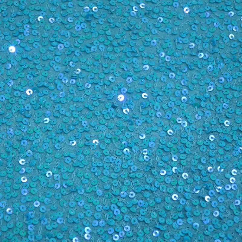 Heavily Embroidered Steel Blue Sequin Fabric Long Sleeve Sequin